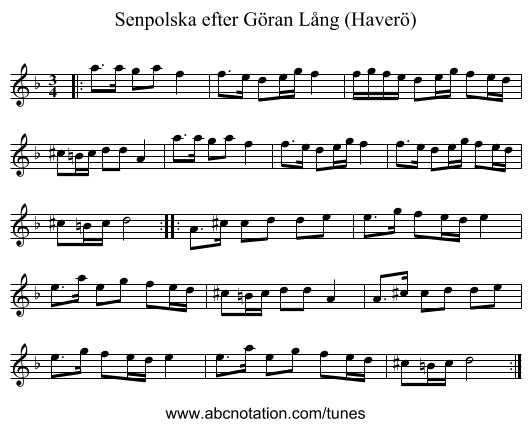 Senpolska efter G&ouml;ran L&aring;ng (Haver&ouml;) - staff notation