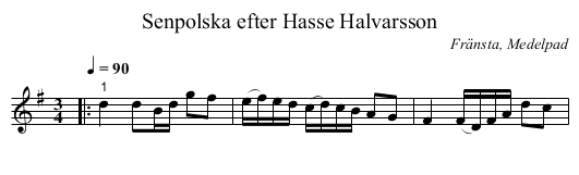 Senpolska efter Hasse Halvarsson - staff notation