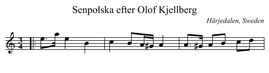 Senpolska efter Olof Kjellberg - staff notation