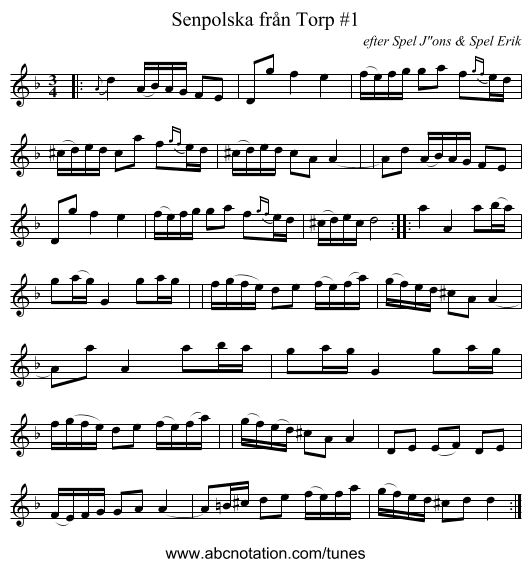 Senpolska från Torp #1 - staff notation