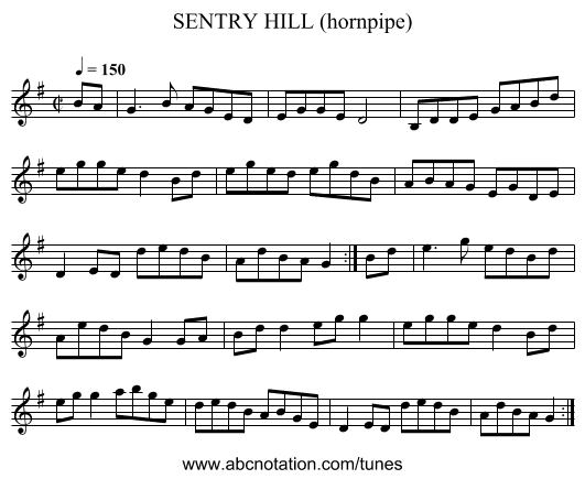 SENTRY HILL (hornpipe) - staff notation