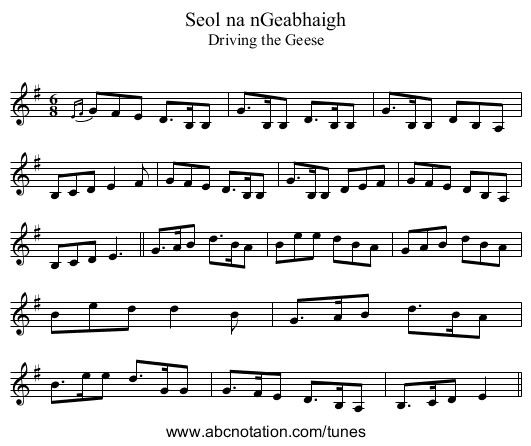 Seol na nGeabhaigh - staff notation