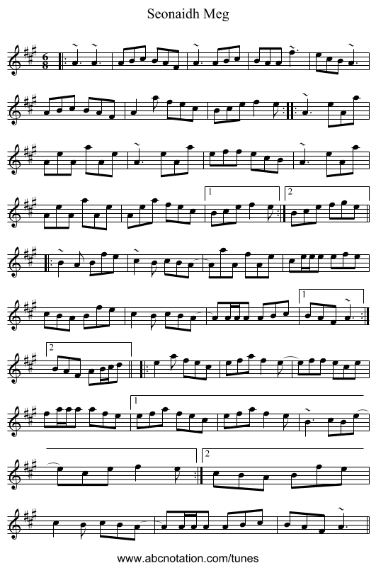 Seonaidh Meg - staff notation