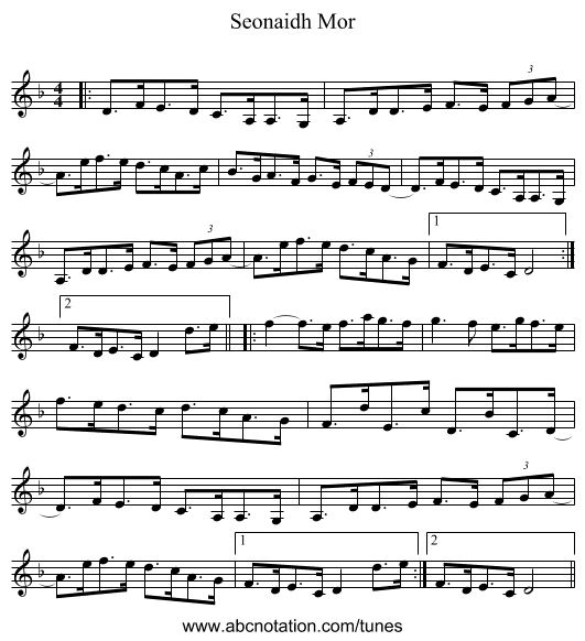 Seonaidh Mor - staff notation