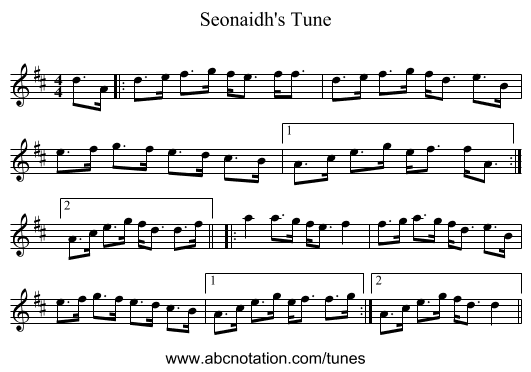 Seonaidh's Tune - staff notation
