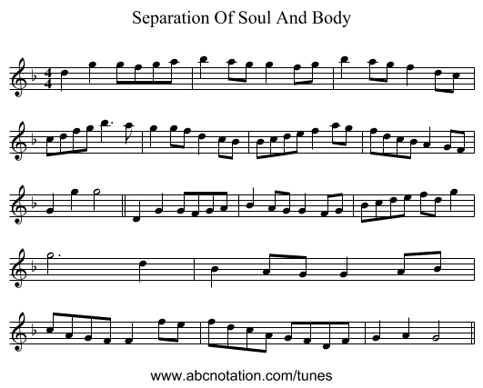 Separation Of Soul And Body - staff notation