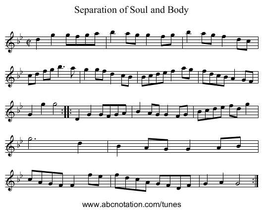 Separation of Soul and Body - staff notation