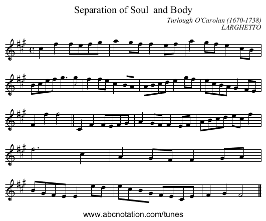 Separation of Soul and Body - staff notation