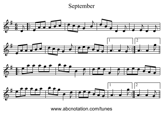 September - staff notation
