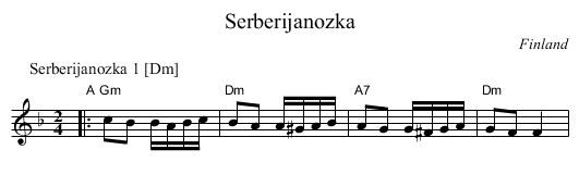 Serberijanozka - staff notation