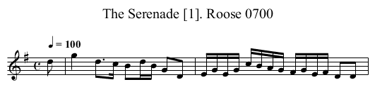Serenade [1]. Roose 0700, The - staff notation
