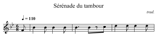 Sérénade du tambour - staff notation