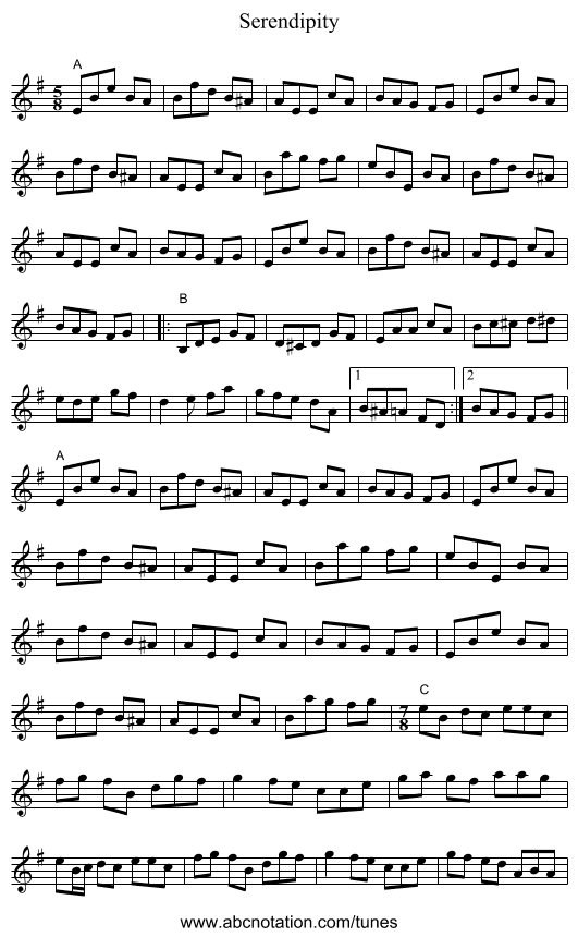 Serendipity - staff notation