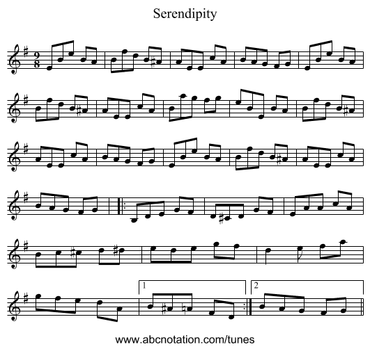Serendipity - staff notation