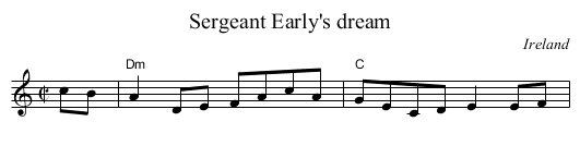 Sergeant Early's dream - staff notation