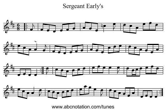 Sergeant Early's - staff notation