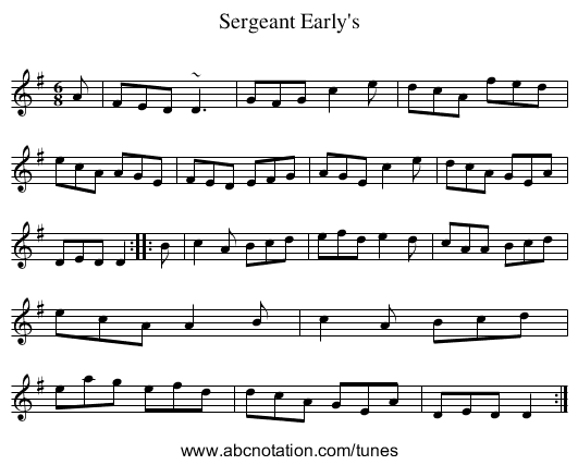 Sergeant Early's - staff notation