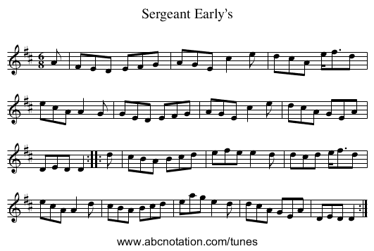 Sergeant Early’s - staff notation