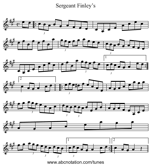 Sergeant Finley’s - staff notation