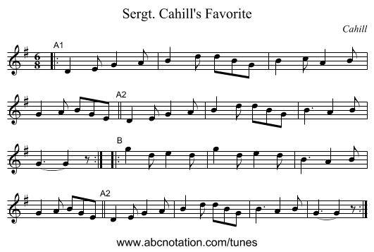 Sergt. Cahill's Favorite - staff notation