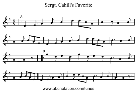 Sergt. Cahill's Favorite - staff notation