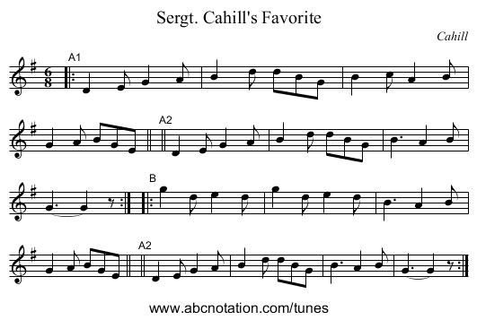 Sergt. Cahill's Favorite - staff notation