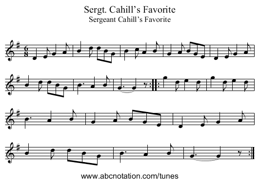 Sergt. Cahill’s Favorite - staff notation