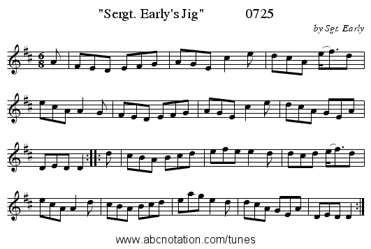 Sergt. Early's Jig            0725 - staff notation