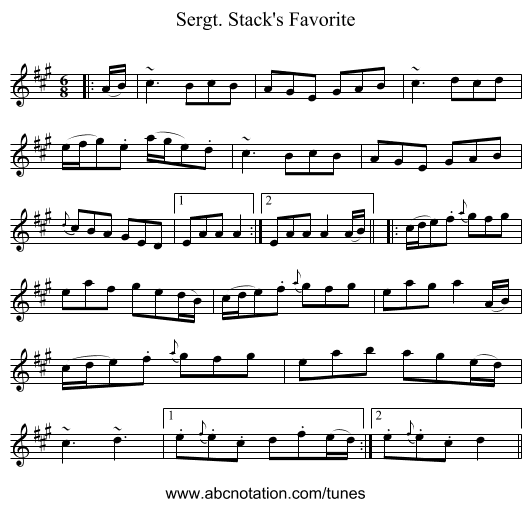 Sergt. Stack's Favorite - staff notation