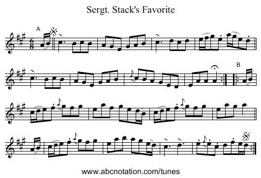 Sergt. Stack's Favorite - staff notation
