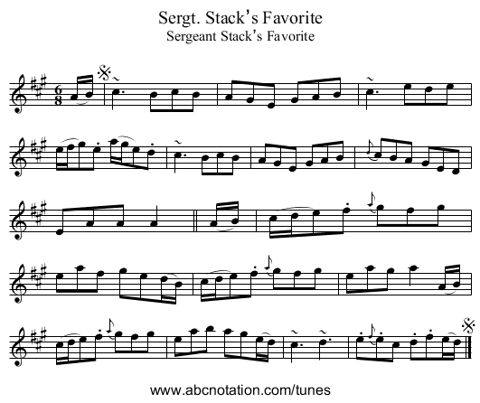 Sergt. Stack’s Favorite - staff notation