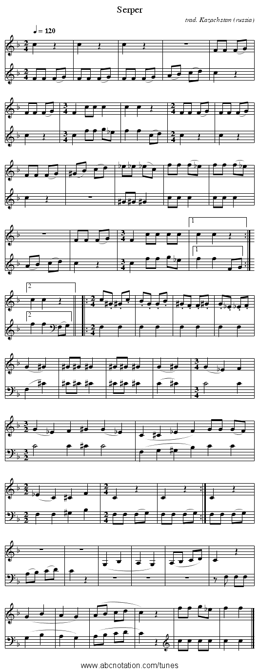 Serper - staff notation