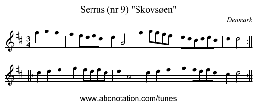 Serras (nr 9) Skovsøen - staff notation