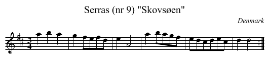Serras (nr 9) Skovsøen - staff notation