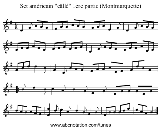 Set américain câllé 1ère partie (Montmarquette) - staff notation