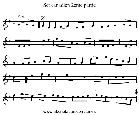 Set canadien 2ème partie - staff notation