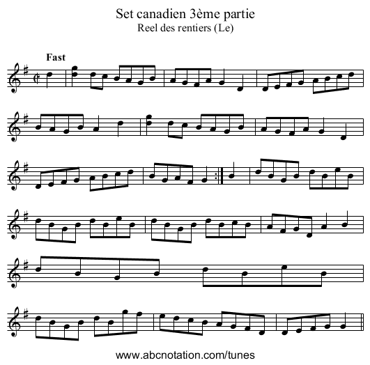 Set canadien 3ème partie - staff notation