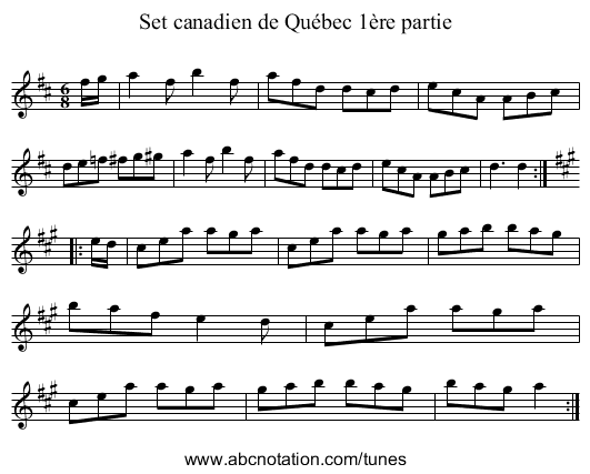 Set canadien de Québec 1ère partie - staff notation