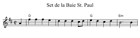 Set de la Baie St. Paul - staff notation