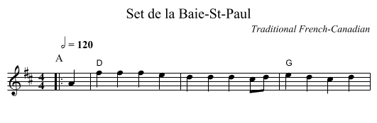 Set de la Baie-St-Paul - staff notation