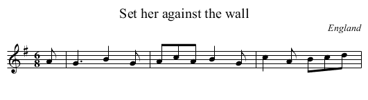 Set her against the wall - staff notation