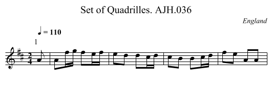 Set of Quadrilles. AJH.036 - staff notation