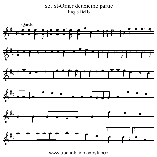 Set St-Omer deuxième partie - staff notation