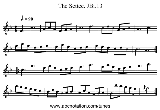 Settee. JBi.13, The - staff notation