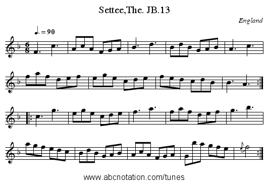 Settee,The. JB.13 - staff notation