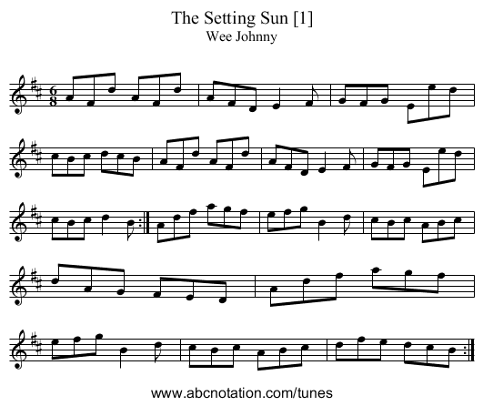 Setting Sun [1], The - staff notation