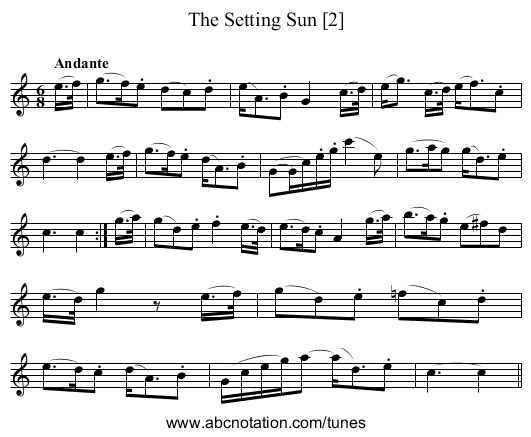 Setting Sun [2], The - staff notation