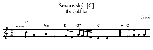 &Scaron;evcovsk&yacute;  [C] - staff notation