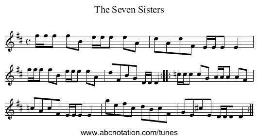 Seven Sisters, The - staff notation