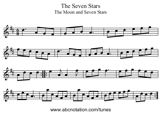 Seven Stars, The - staff notation